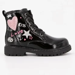 DOCKERS BY GERLI Bottines montantes brillantes à lacets motif coeur à paillettes Enfant NOIR Hot