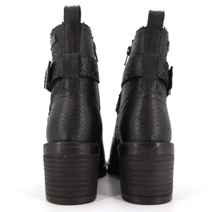 LES TROPEZIENNES PAR M.BELARBI Bottines motif serpent Mell en cuir Femme NOIR Best