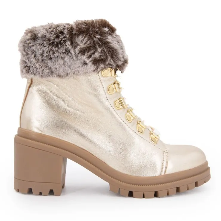 LES TROPEZIENNES PAR M.BELARBI Bottines Rosenn fausse fourrure marron Femme OR