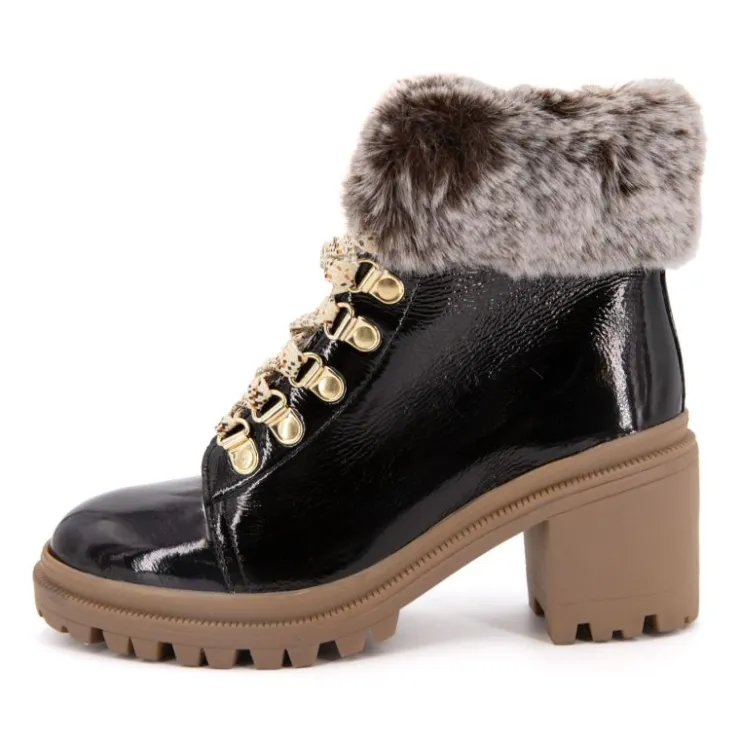 LES TROPEZIENNES PAR M.BELARBI Bottines Rosenn or fausse fourrure marron Femme NOIR Outlet