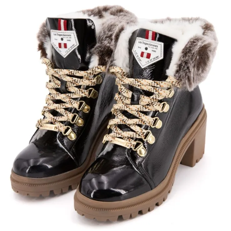 LES TROPEZIENNES PAR M.BELARBI Bottines Rosenn or fausse fourrure marron Femme NOIR Outlet