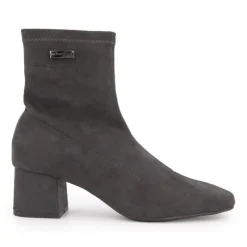 LES TROPEZIENNES PAR M.BELARBI Bottines talons carrés Daniela gris suédine Femme GRIS FONCE Hot