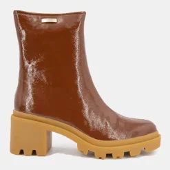 LES TROPEZIENNES PAR M.BELARBI Bottines vernis Delizia talons crantés Femme MARRON CLAIR Best