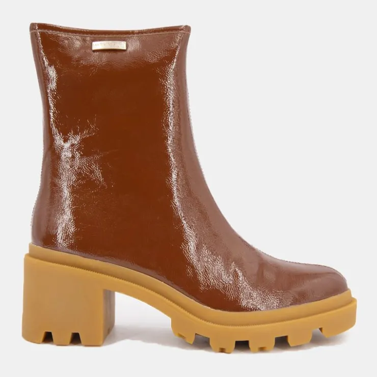 LES TROPEZIENNES PAR M.BELARBI Bottines vernis Delizia talons crantés Femme MARRON CLAIR Best