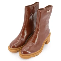 LES TROPEZIENNES PAR M.BELARBI Bottines vernis Delizia talons crantés Femme MARRON CLAIR Best