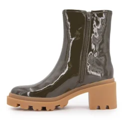 LES TROPEZIENNES PAR M.BELARBI Bottines vernis Delizia talons crantés Femme KAKI Best