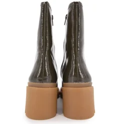 LES TROPEZIENNES PAR M.BELARBI Bottines vernis Delizia talons crantés Femme KAKI Best