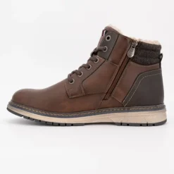 TOM TAILOR Bottines zippées intérieur moutonné à lacets semelle écru Homme MARRON
