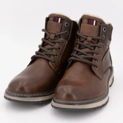 TOM TAILOR Bottines zippées intérieur moutonné à lacets semelle écru Homme MARRON