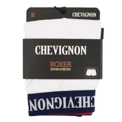 CHEVIGNON Boxer coton stretch ceinture rayée Rodrigo Homme BLANC New