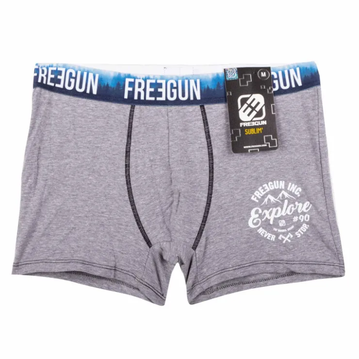 FREEGUN Boxer doux coton avec élastique à motif forêt Homme GRIS Sale