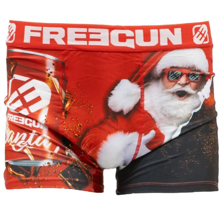 FREEGUN Boxer imprimé Père Noël microfibre avec coffret canetteHomme ROUGE Clearance
