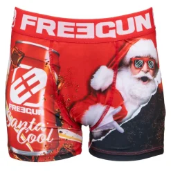 FREEGUN Boxer microfibre élastique imprimé Nöel avec coffret canette Enfant NOIR Best