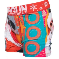 FREEGUN Boxer microfibre stretch imprimé Père Noël avec radio coffret canette Enfant BLEU Clearance