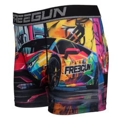 FREEGUN Boxer multicolor imprimé voiture et grafiti Homme NOIR New