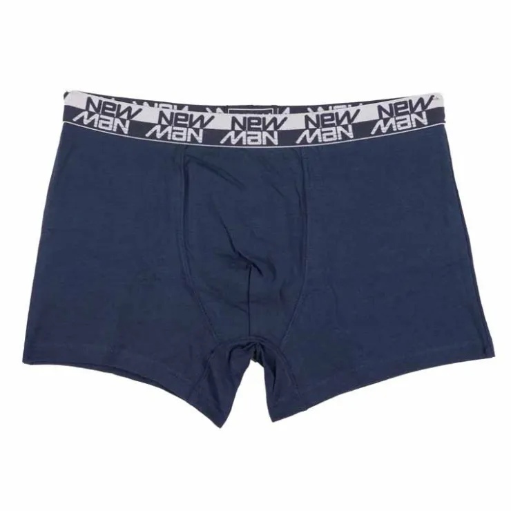 NEW MAN Boxer stretch coton logo sur l'élastique Homme BLEU FONCE Best