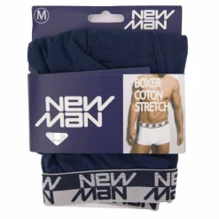 NEW MAN Boxer stretch coton logo sur l'élastique Homme BLEU FONCE Best