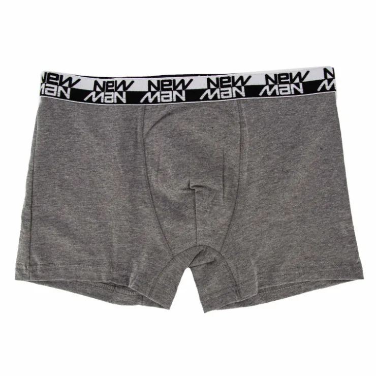 NEW MAN Boxer stretch coton logo sur l'élastique Homme GRIS Discount