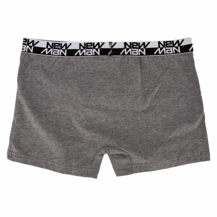 NEW MAN Boxer stretch coton logo sur l'élastique Homme GRIS Discount