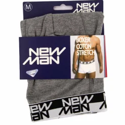 NEW MAN Boxer stretch coton logo sur l'élastique Homme GRIS Discount