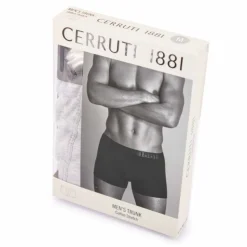 CERRUTI Boxer uni bande élastique logo coton mélangé stretch Homme GRIS Outlet