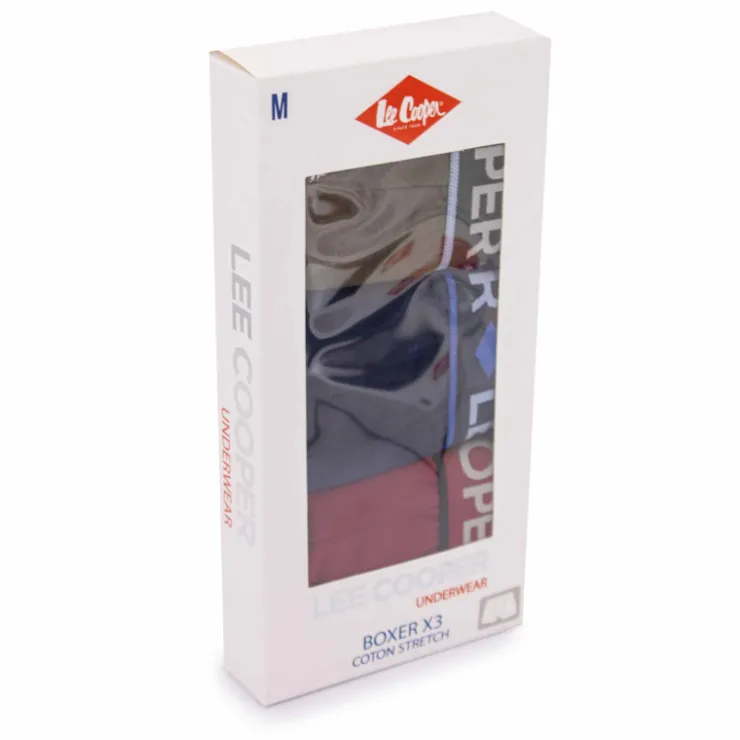 LEE COOPER Boxer uni lot x3 Nathan Homme BLEU FONCE New