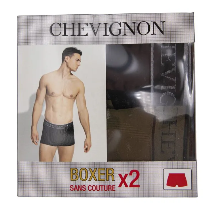 CHEVIGNON Boxer x2 sans couture stretch tom Homme KAKI Discount