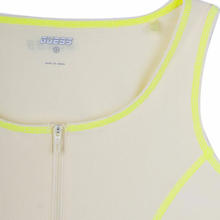 GUESS Brassiere structuré liseré coloré avec fermeture éclair Femme JAUNE New