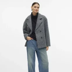 VERO MODA Caban Elite bella doux avec col à revers Femme GRIS FONCE
