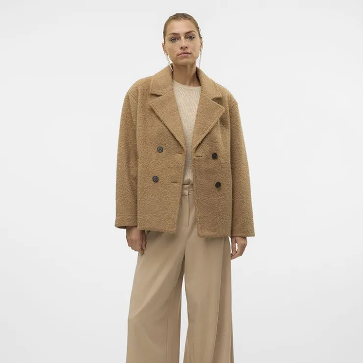 VERO MODA Caban Elite bella doux avec col à revers Femme MARRON CLAIR Sale