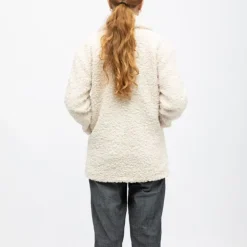 DEELUXE 74 Caban sherpa crème avec bouton col à revers Femme BLANC ECRU Outlet
