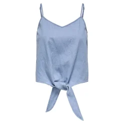 ONLY Caraco denim col V à fines bretelles à nouer Femme BLEU Best