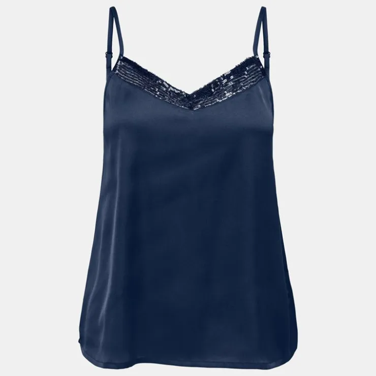 JDY Caraco fifi total eclipse col v à sequins Femme BLEU FONCE Online
