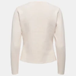 JDY Cardigan maille fine col rond prime life boutons dorés Femme BLANC ECRU Discount