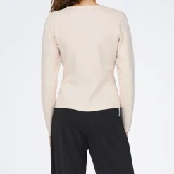 JDY Cardigan maille fine col rond prime life boutons dorés Femme BLANC ECRU Discount