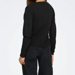 JDY Cardigan maille fine col rond prime life boutons dorés Femme NOIR Best