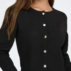 JDY Cardigan maille fine col rond prime life boutons dorés Femme NOIR Best