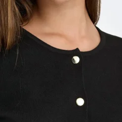 JDY Cardigan maille fine col rond prime life boutons dorés Femme NOIR Best