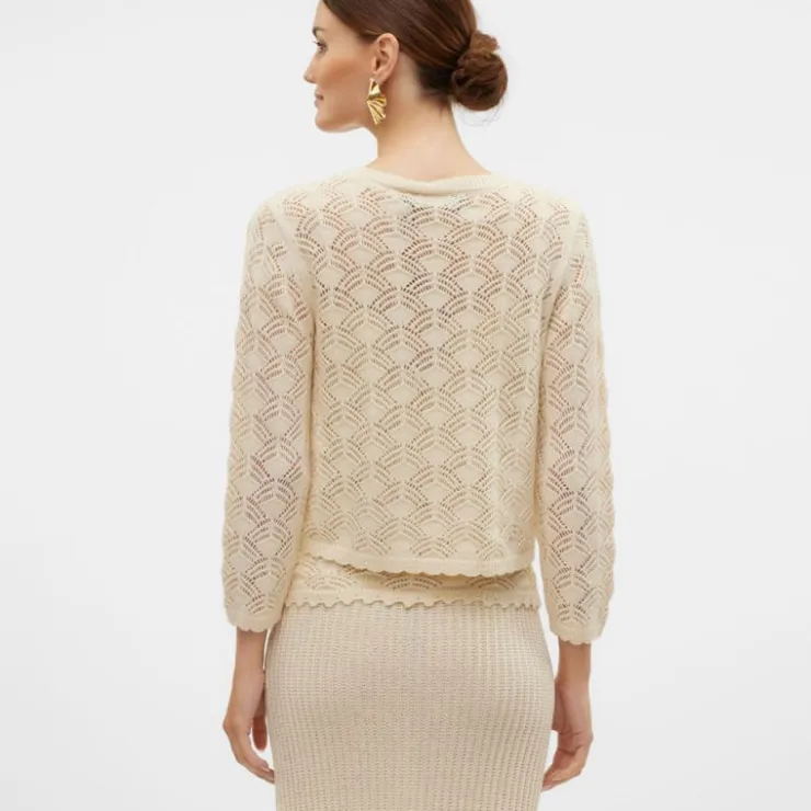 VERO MODA Cardigan Verena birch brodé à nouer Femme BLANC ECRU Hot
