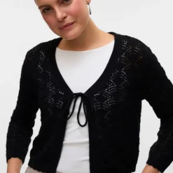 VERO MODA Cardigan Verena birch brodé à nouer Femme NOIR Best