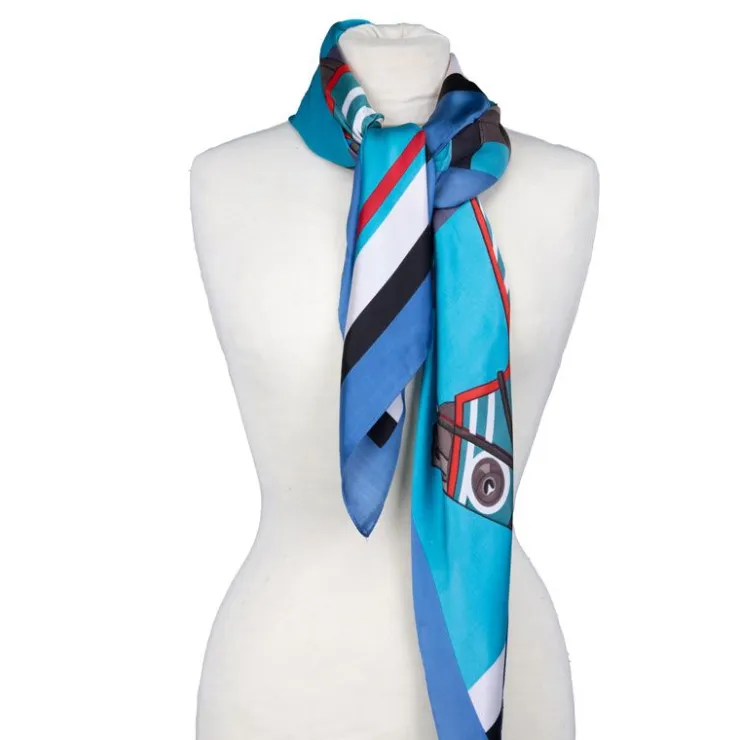 TORRENTE Carré toucher soie nuances de s imprimé cheval 90x90cm BLEU Online