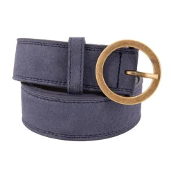 DOCKERS Ceinture cuir de vache daim boucle doré cercle Femme BLEU PETROLE Online