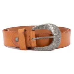 CHIKY BOOM Ceinture cuir moyenne largeur Homme MARRON CLAIR