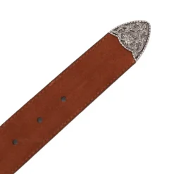 DEELUXE 74 Ceinture en cuir western boucle argentée à motifs gravés Femme MARRON CLAIR New