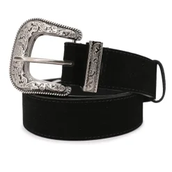 DEELUXE 74 Ceinture en cuir western boucle argentée à motifs gravés Femme NOIR Best