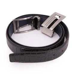 BILL TORNADE Ceinture réversible cuir vachette double boucles Homme BLEU FONCE Clearance