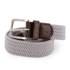 DOCKERS Ceinture tressée cuir avec boucle argenté Homme GRIS CLAIR Clearance