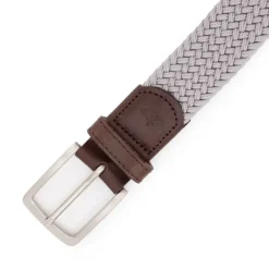 DOCKERS Ceinture tressée cuir avec boucle argenté Homme GRIS CLAIR Clearance