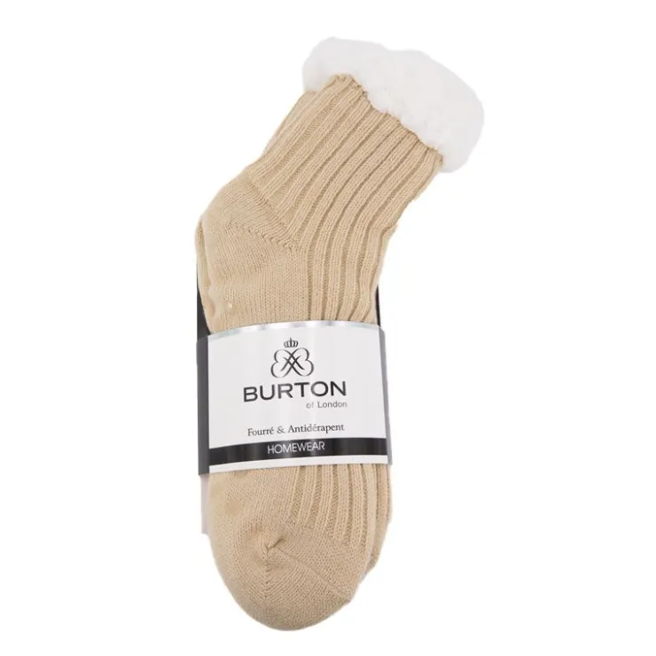 BURTON OF LONDON Chaussette Fourrée Antidérapante Diara 36/38 - 39/41 Femme BEIGE Sale