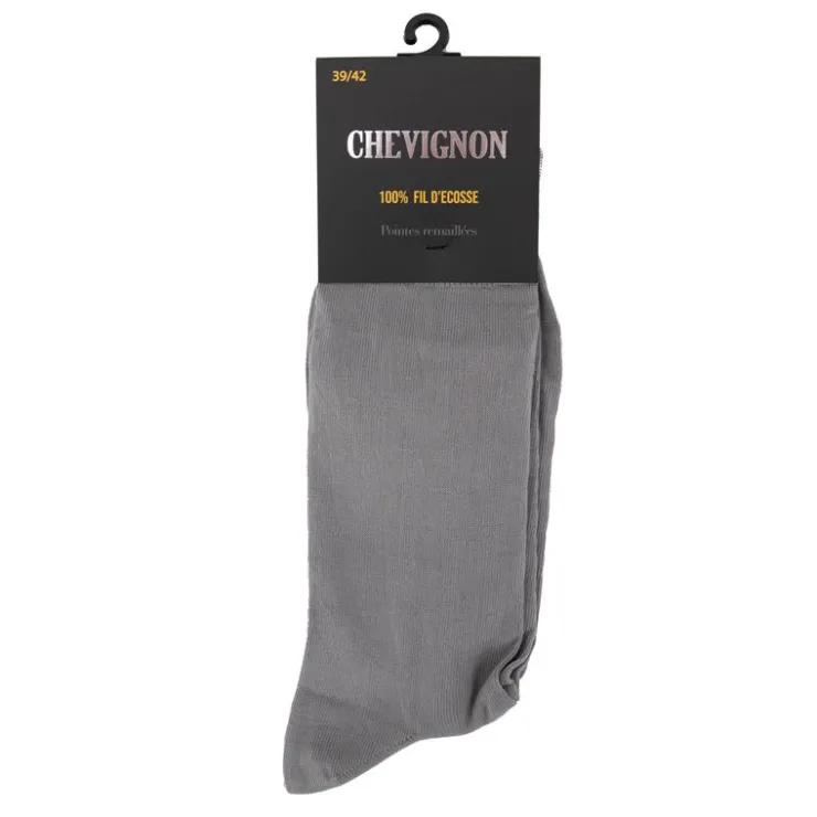 CHEVIGNON Chaussette haute unie 100% fil d'Ecosse Edison Homme GRIS Best